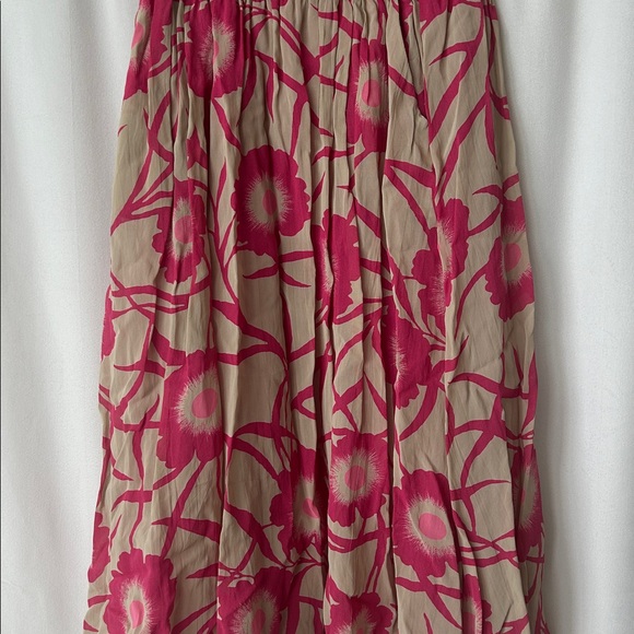 BURU Gorgeous Girly Pink/Tan Floral Flowy Midi Skirt **Size M/L** 🌸🌸 - Picture 3 of 5